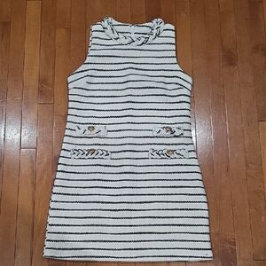 Elegant Black and White Striped Mini Dress